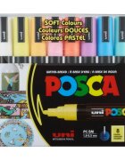 Posca Set markere UNI PC-5M 1.8-2.5 MM 8 culori pastel