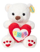Puffy Friends Ursulet de plus cu inima Alb 30 cm