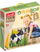 Quercetti Puzzle din lemn 4 In 1 Animale Ferma Play Bio 6 piese