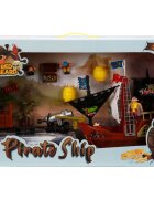 Red Beard Set cu 3 figurine si nava piratilor cu tun gri