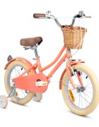 Rizz Jr Bicicleta cu roti ajutatoare si cos 16 inch Peach