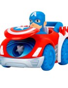 Spidey and His Amazing Friends Vehicul cu lansator de sageti si figurina Captain America