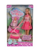 Steffi Love Papusa cu bebe in carucior roz