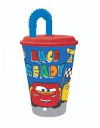 Stor Pahar cu pai si capac Cars 430 ml