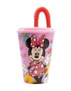 Stor Pahar cu pai si capac Minnie Mouse 430 ml