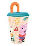 Stor Pahar cu pai si capac Peppa Pig 430 ml