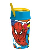 Stor Pahar cu pai si compartiment superior Spiderman 400 ml