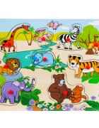 Sunman Puzzle din lemn Animale 8 9 piese