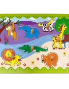 Sunman Puzzle din lemn Animale din safari 7 piese