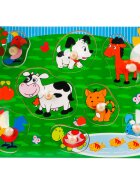 Sunman Puzzle din lemn Animale domestice cu maner 8 piese
