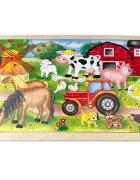Sunman Puzzle din lemn Animale domestice in ferma 48 piese