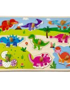 Sunman Puzzle din lemn Dinozauri dragalasi 9 piese