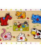 Sunman Puzzle din lemn Gasiti si conectati animalele 7 piese