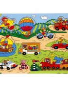 Sunman Puzzle din lemn Gasiti si conectati animalele si vehiculele 7 8 piese