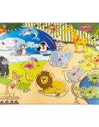 Sunman Puzzle din lemn Regatul animalelor 20 piese