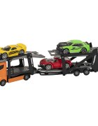 Teamsterz Set Camion transportator cu masinute Portocaliu
