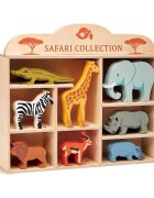 Tender Leaf Toys Animalute din savana pe raft Set 8 piese din lemn