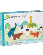 Tender Leaf Toys Corabia cu animalute din lemn premium 12 piese