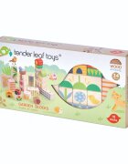 Tender Leaf Toys Cuburi stivuibile din lemn cu ilustratii din gradina 24 piese