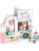 Tender Leaf Toys Furgoneta cu milkshake-uri a lui Kitty din lemn premium