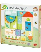 Tender Leaf Toys Puzzle educativ din lemn ilustratii din gradina 17 piese