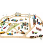Tender Leaf Toys Set de tren cu vedere la munte din lemn premium