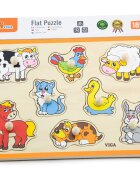 Viga Puzzle din lemn cu manere Animale de la ferma