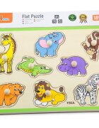 Viga Puzzle din lemn cu manere Animale salbatice