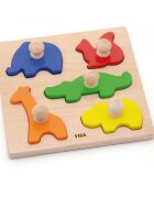 Viga Puzzle Montessori cu maner Animale