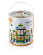 Viga Set 100 cuburi de construit din lemn colorate 2.5 cm