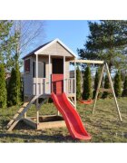 Wendi Toys Casuta de gradina cu platforma loc pentru nisip tobogan leagan Summer Adventure House