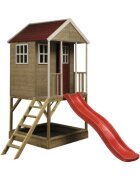 Wendi Toys Casuta de gradina cu platforma loc pentru nisip tobogan Nordic Adventure House