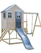 Wendi Toys Casuta de gradina cu platforma tobogan si leagan Grey Lodge