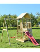 Wendi Toys Turn de joaca cu 2 platforme panou catarare tobogan leagan masuta picnic cu bancute lada de nisip