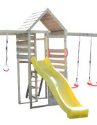 Wendi Toys Turn de joaca cu 2 platforme panou de catarare tobogan leagan dublu si modul de gimnastica
