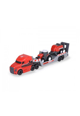 Dickie Camion Mack cu tractor si presa balotare Massey Ferguson - BKid.ro