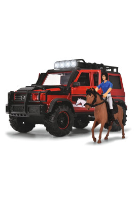 Dickie Masina Mercedes-Benz AMG 500 cu remorca transport cal si figurine 42 cm - BKid.ro