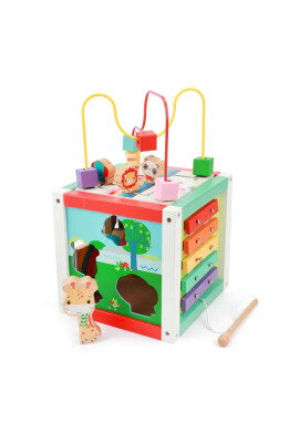 Fisher Price Jucarie bebelusi Cub din lemn cu activitati Activity Center 5 in 1 - BKid.ro