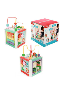 Fisher Price Jucarie bebelusi Cub din lemn cu activitati Activity Center 5 in 1 - BKid.ro