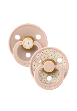 BIBS Set 2 suzete Colour Studio Collection Flower Latex tetina rotunda 0 luni+ Blush - BKid.ro