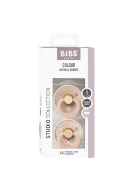 BIBS Set 2 suzete Colour Studio Collection Flower Latex tetina rotunda 0 luni+ Blush - BKid.ro