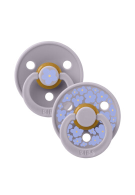 BIBS Set 2 suzete Colour Studio Collection Flower Latex tetina rotunda 0 luni+ Fossil Grey - BKid.ro
