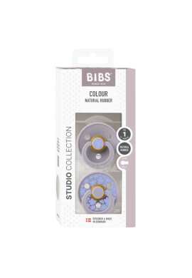 BIBS Set 2 suzete Colour Studio Collection Flower Latex tetina rotunda 0 luni+ Fossil Grey - BKid.ro