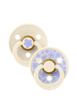 BIBS Set 2 suzete Colour Studio Collection Flower Latex tetina rotunda 0 luni+ Ivory - BKid.ro