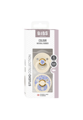 BIBS Set 2 suzete Colour Studio Collection Flower Latex tetina rotunda 0 luni+ Ivory - BKid.ro
