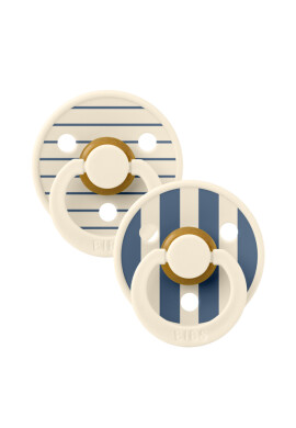BIBS Set 2 suzete Colour Studio Collection Stripe Latex tetina rotunda 0 luni+ IvorySteel Blue - BKid.ro