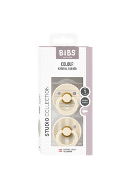 BIBS Set 2 suzete Colour Studio Collection Stripe Latex tetina rotunda 0 luni+ IvoryVanilla - BKid.ro