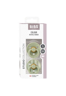 BIBS Set 2 suzete Colour Studio Collection Stripe Latex tetina rotunda 0 luni+ Sage - BKid.ro