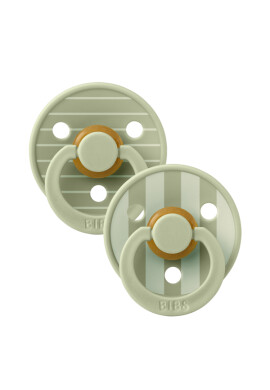 BIBS Set 2 suzete Colour Studio Collection Stripe Latex tetina rotunda 0 luni+ Sage - BKid.ro