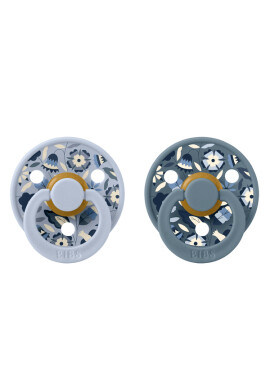 BIBS Set 2 suzete x Liberty Colour Bobo Latex tetina rotunda 0 luni+ Dusty BluePetrol - BKid.ro